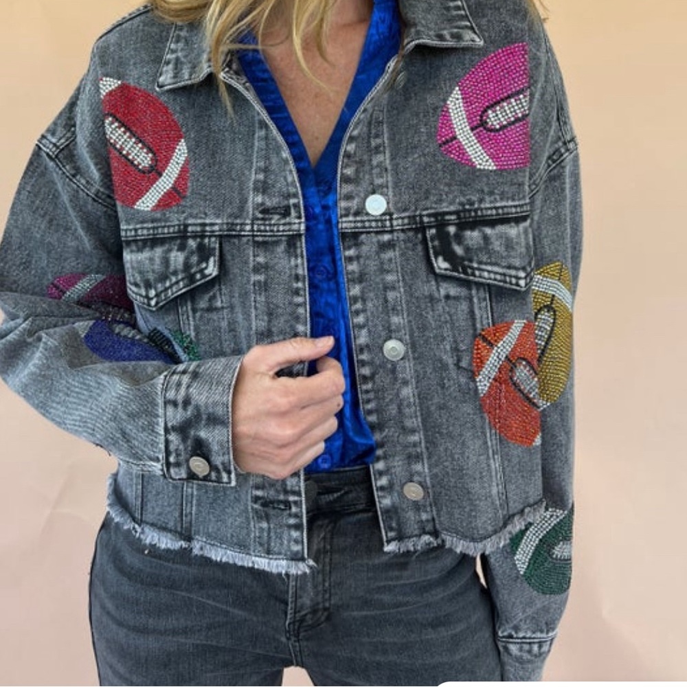 NWOT Peach Love Flashy Football Jacket